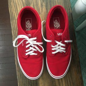 Red Low Top Vans Size 10 Men's